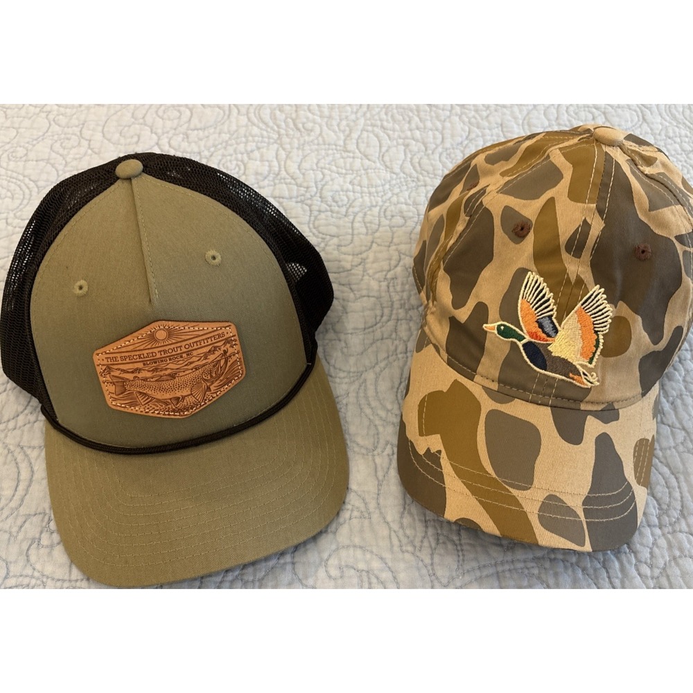 Lot Of 2 Hunting Fishing Hats Burlebo Richardson OS